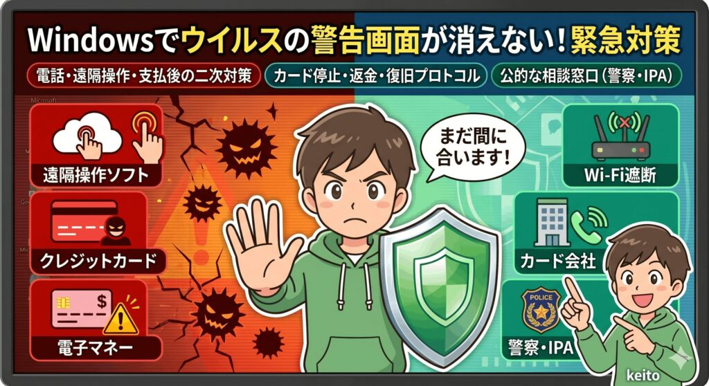 警告画面が消えない